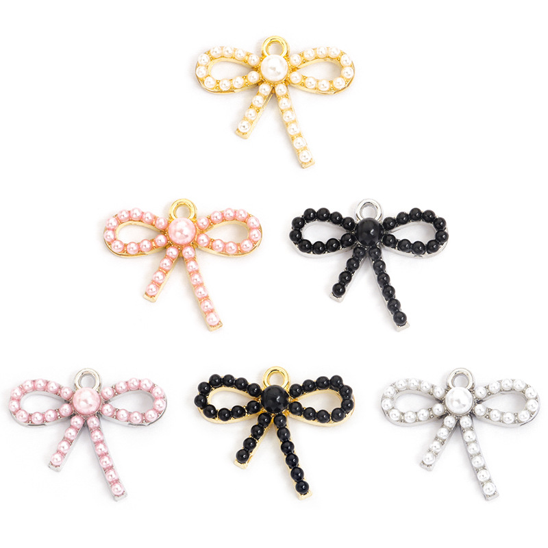 Pearl Necklace Set - 100PC/lot Bowknot Pendant Charm Imitation Pearl
