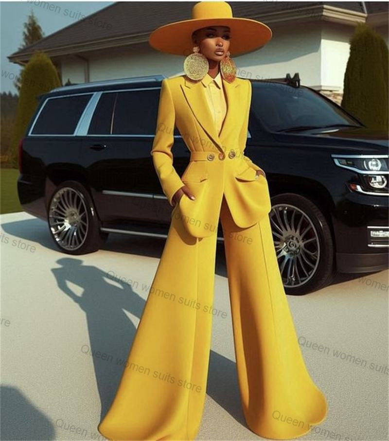 Women'S Formal Jackets To Wear With Dresses - Yellow Cotton Women Suit Set 2