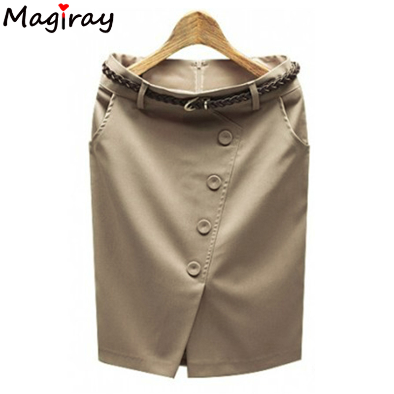 Women Formal Wear With Skirt - Women's Button Split Hem High Waist
