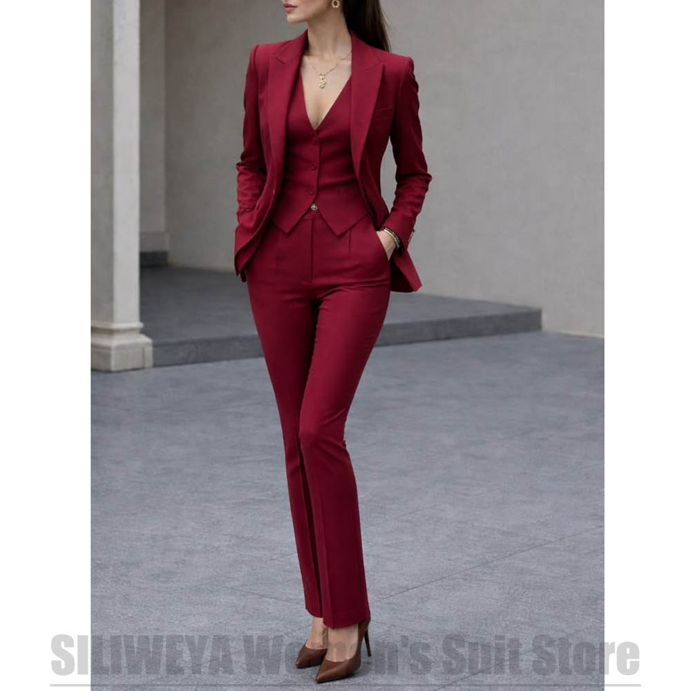 Women Formal Wear With Blazer - Women 3 Piece Suit Set Blazer
