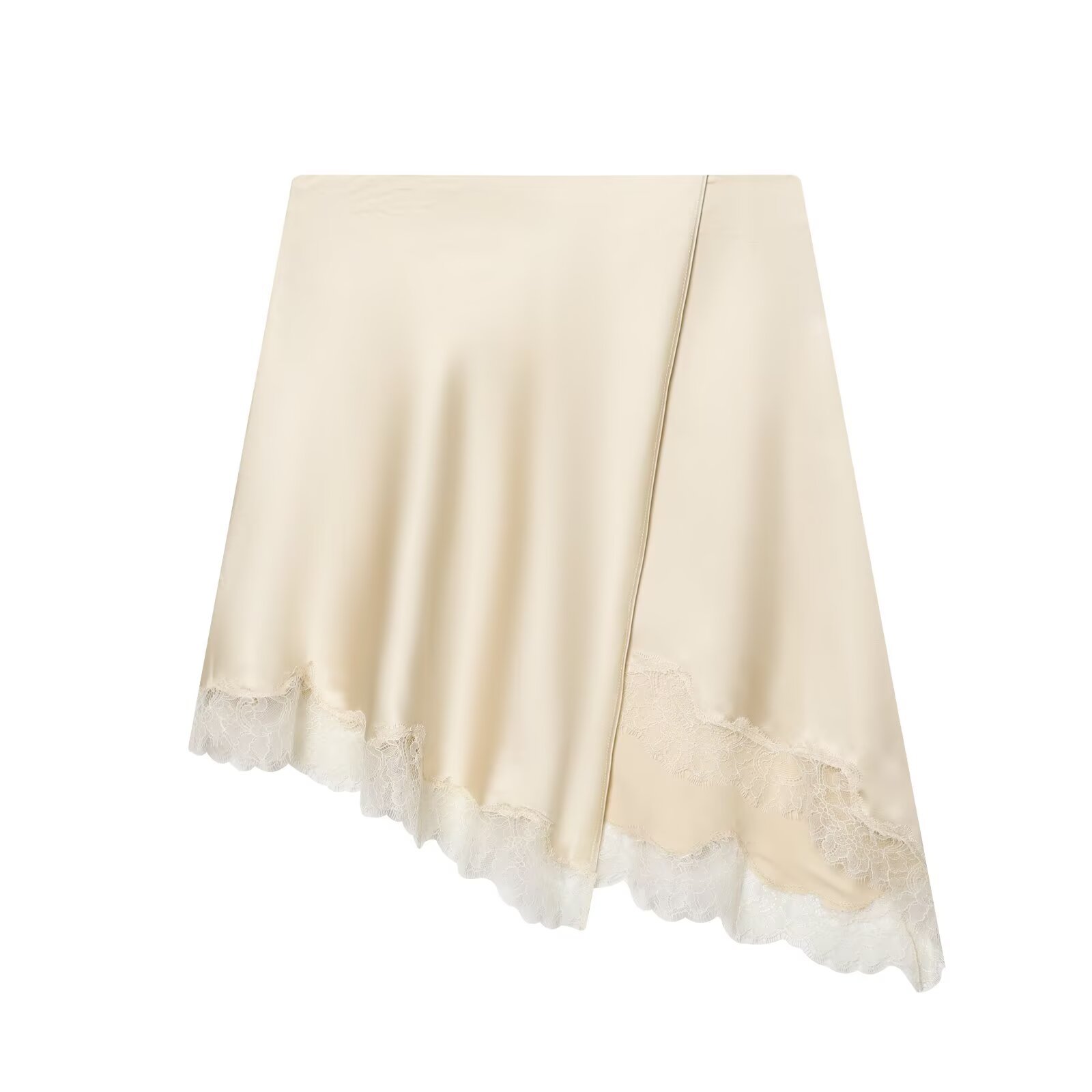 Women Formal Wear With Skirt - Women's Elegant Satin Lace Hem Skirt