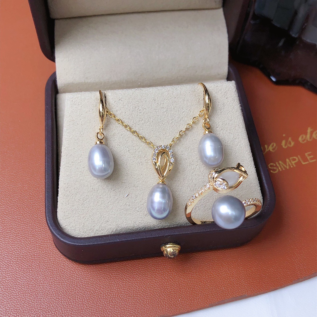 one set freshwater Pearl white - Pearl Necklace Set ulasan dan harga