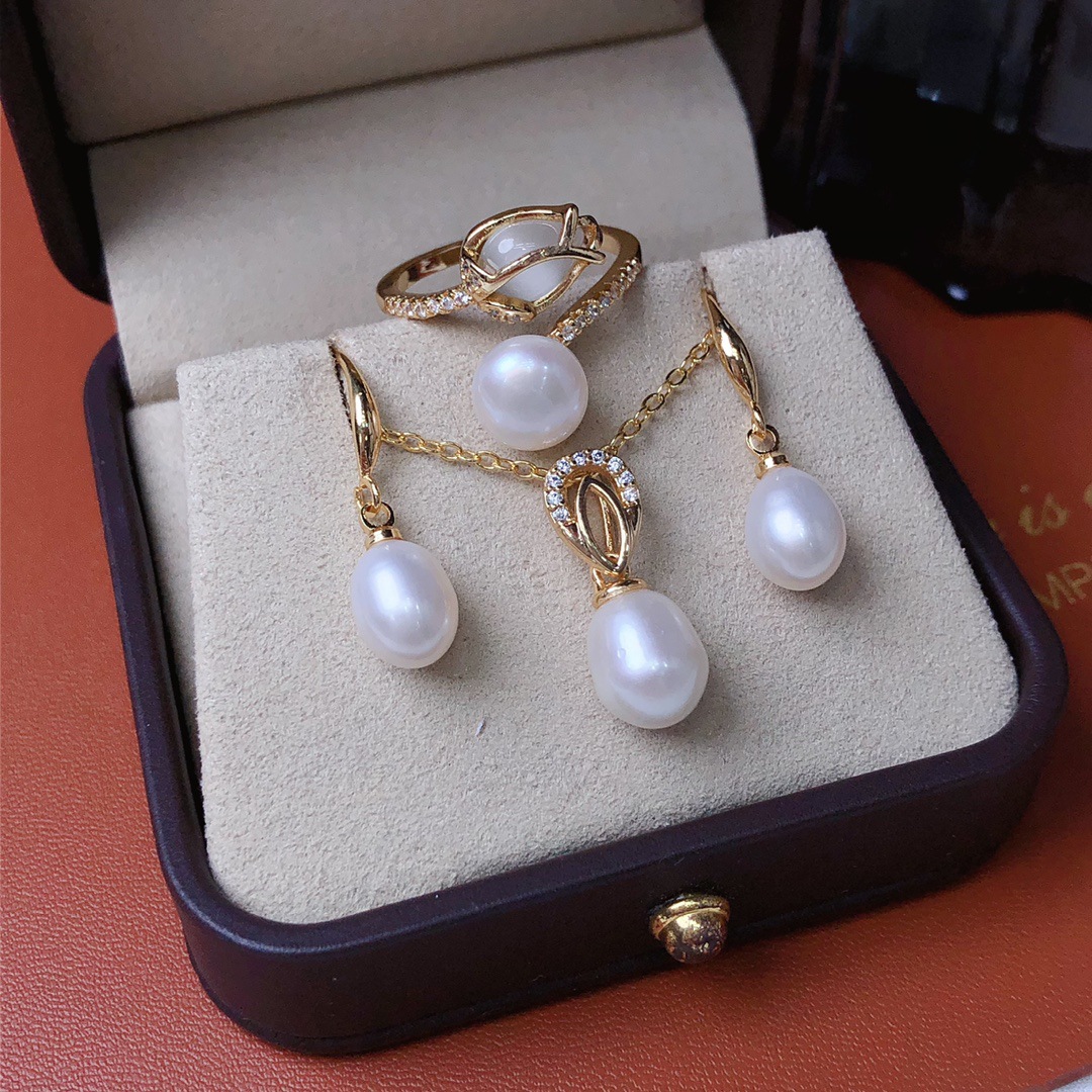 one set freshwater Pearl white - Pearl Necklace Set ulasan dan harga