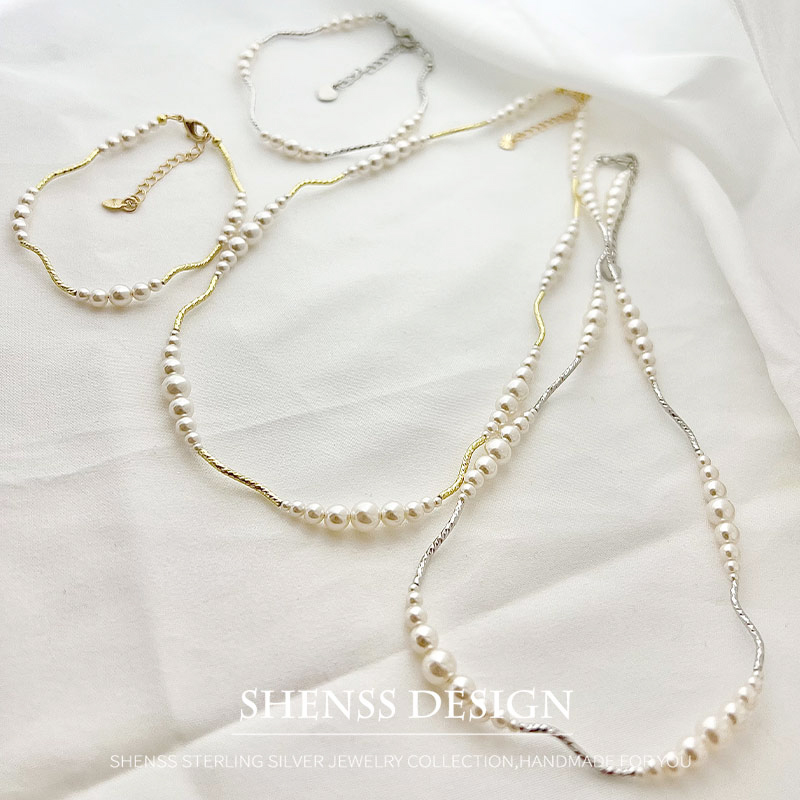 Imitation Pearl Short Necklace - Pearl Necklace Set ulasan dan harga