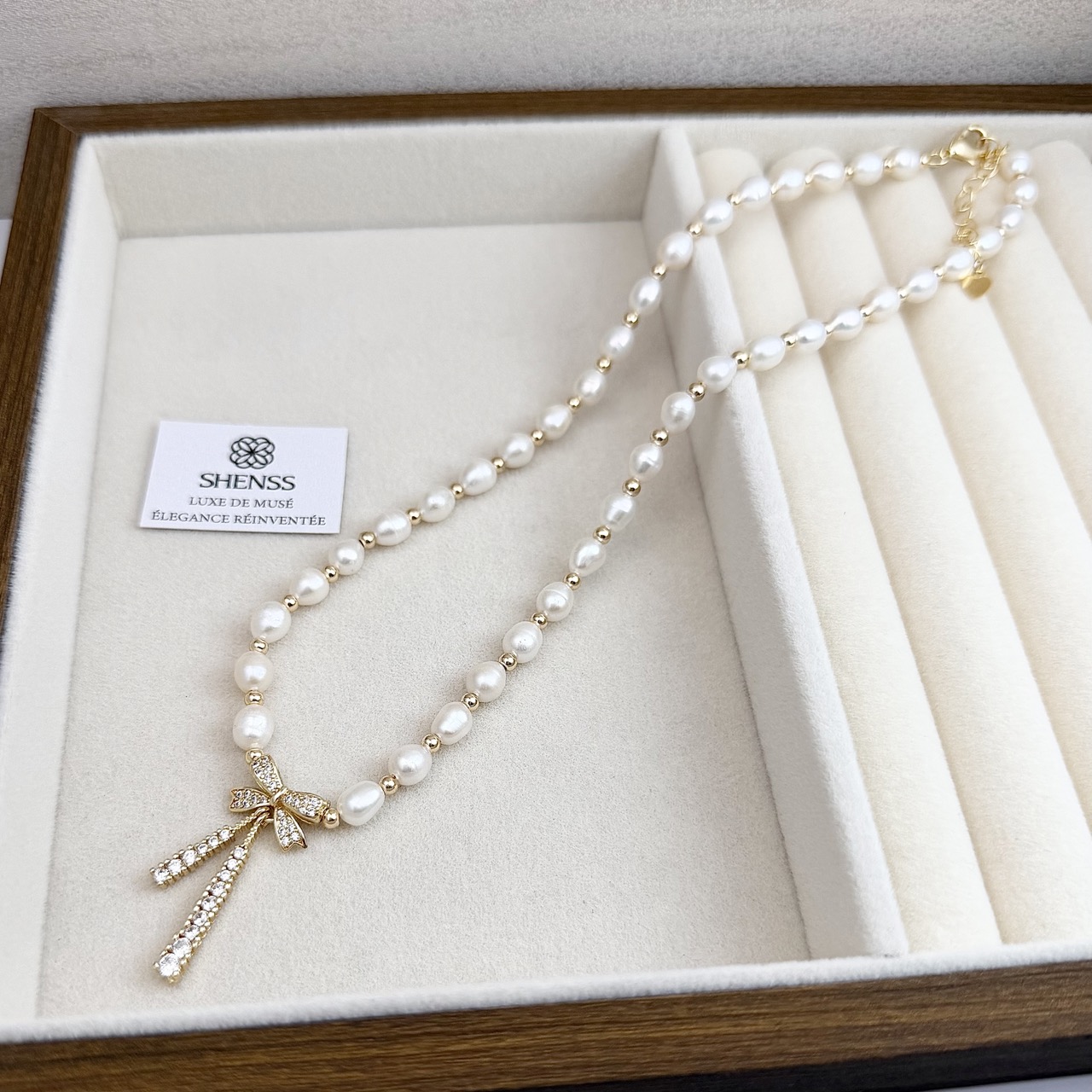 Natural Rice-Shaped Pearl Bowk - Pearl Necklace Set ulasan dan harga