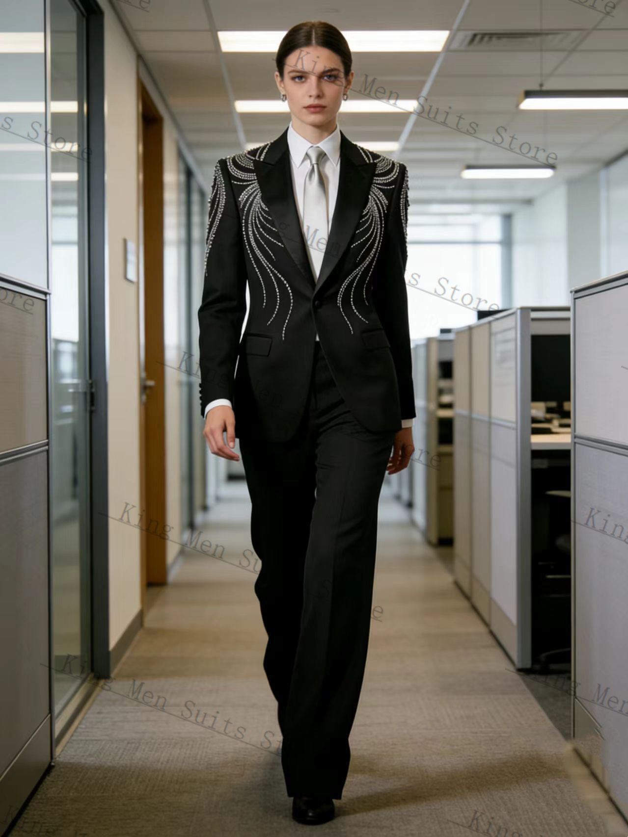 Black Women Suit Set 2 Pcs Bla - Women Formal Wear With Black Blazer ulasan dan harga