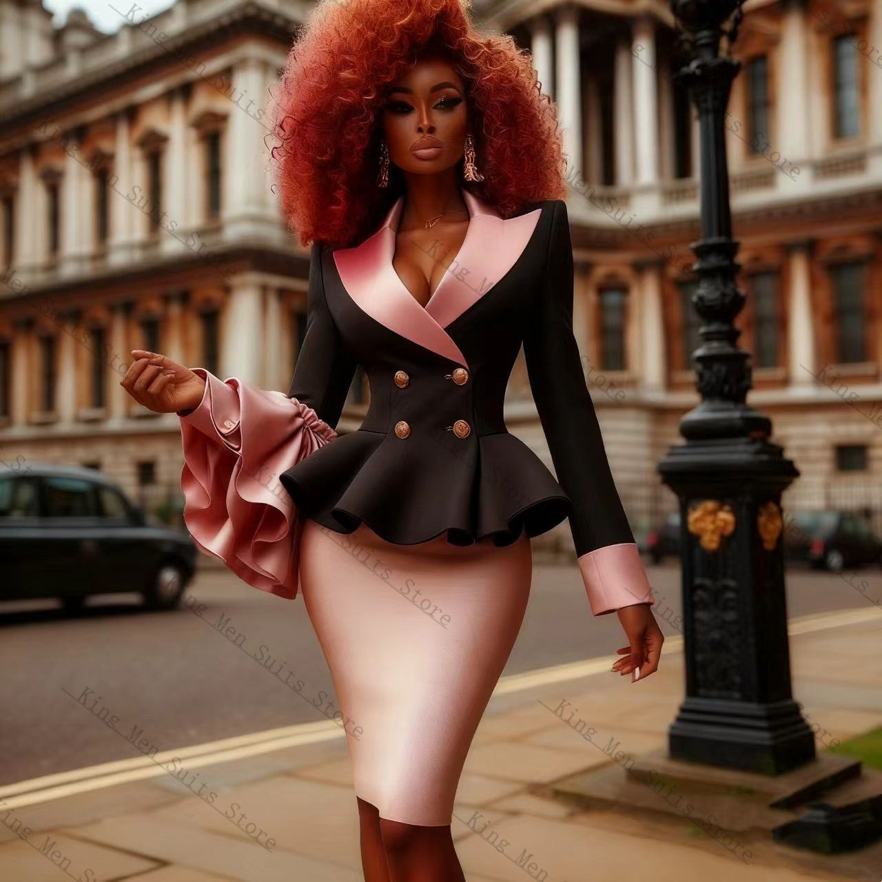 Black Pink Women Suit Set 2 Pc - Women Formal Wear With Black Blazer ulasan dan harga