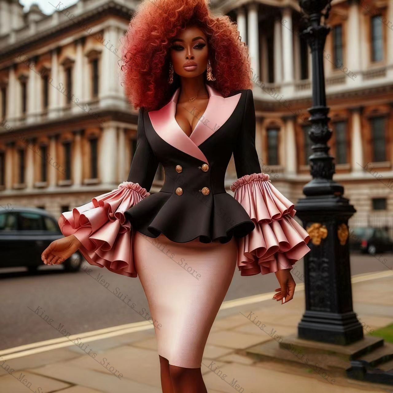Black Pink Women Suit Set 2 Pc - Women Formal Wear With Black Blazer ulasan dan harga