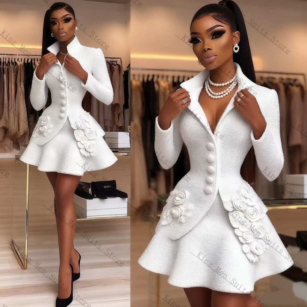 Luxury White Women Suit Set 2  - Women'S Formal Jackets To Wear With Dresses ulasan dan harga