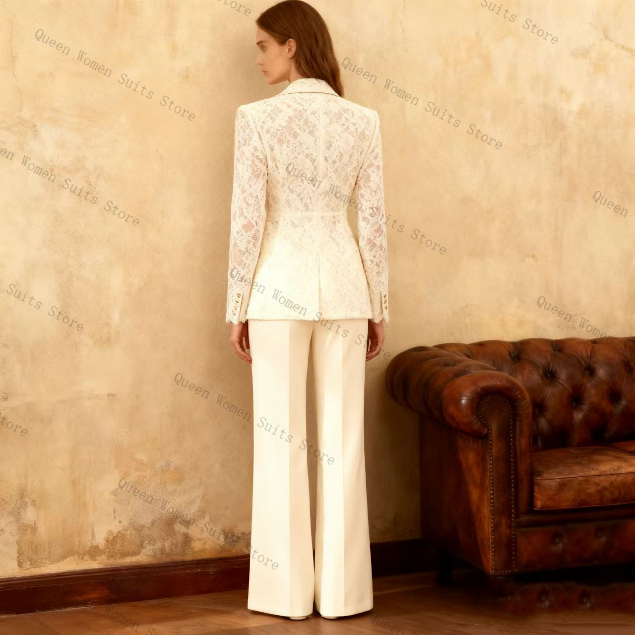 White Lace Women Suit Pants Se - Women'S Formal Jackets To Wear With Dresses ulasan dan harga