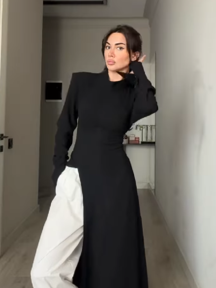 Women's Elegant High Neck Long - Female Formal Wear ulasan dan harga