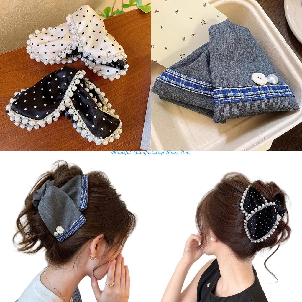 E56A Large Fabric Bowknot Hair - Formal Wear Hairstyles For Women ulasan dan harga