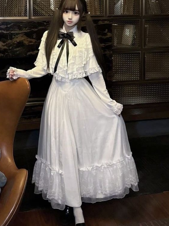 Japanese Short Sleeve Bow Lace - Women Formal Wear With Skirt ulasan dan harga