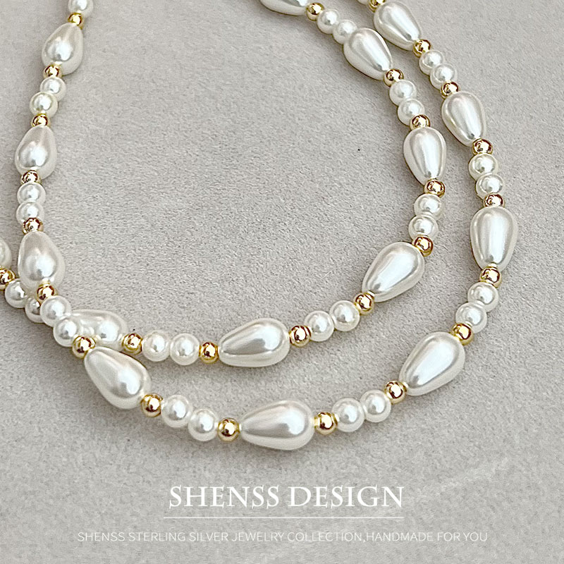 Elegant Imitation Pearl Water  - Pearl Necklace Set ulasan dan harga