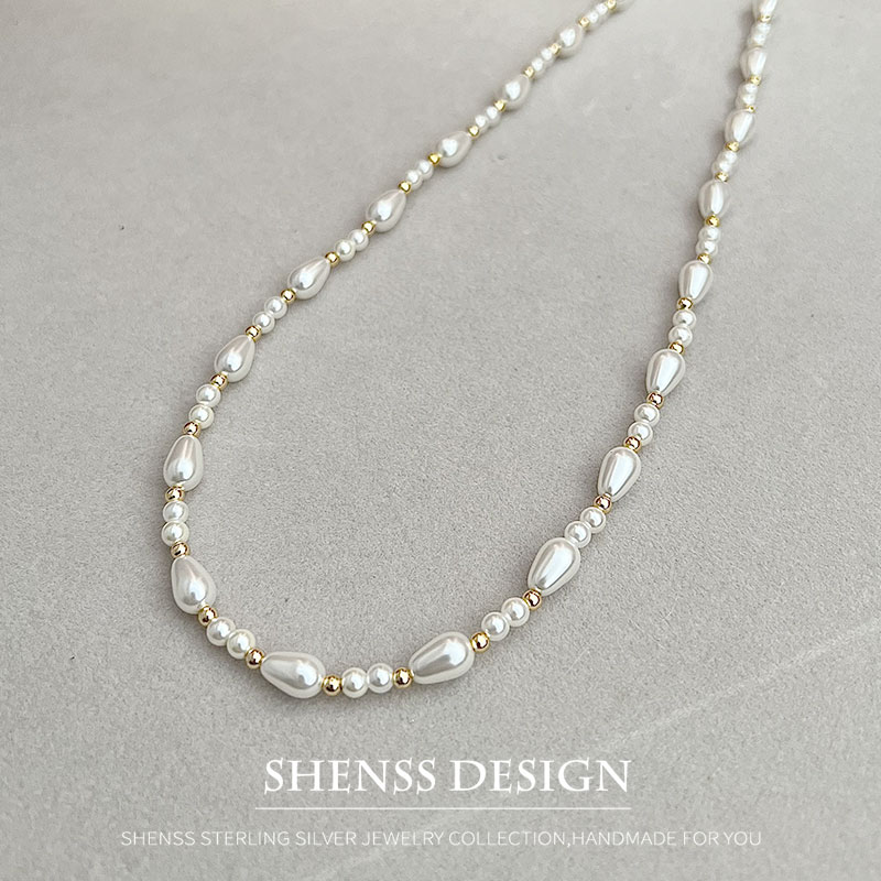 Elegant Imitation Pearl Water  - Pearl Necklace Set ulasan dan harga