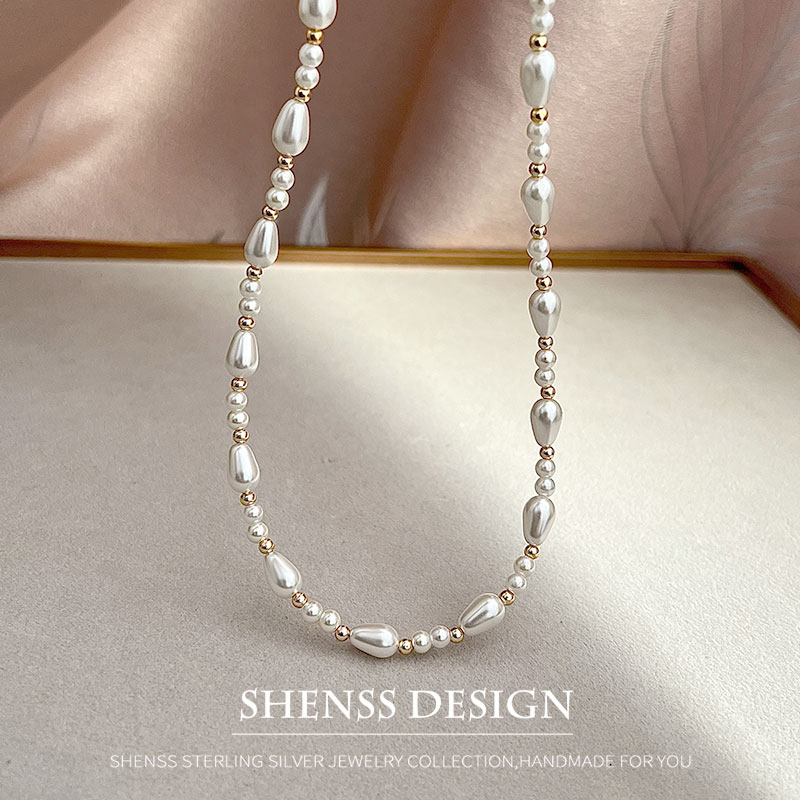 Elegant Imitation Pearl Water  - Pearl Necklace Set ulasan dan harga