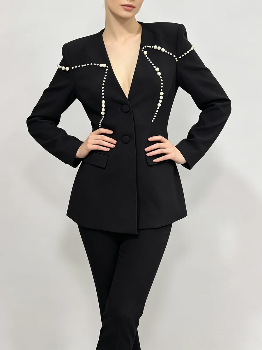 TWOTWINSTYLE Premium Black Bla - Women Formal Wear With Black Blazer ulasan dan harga