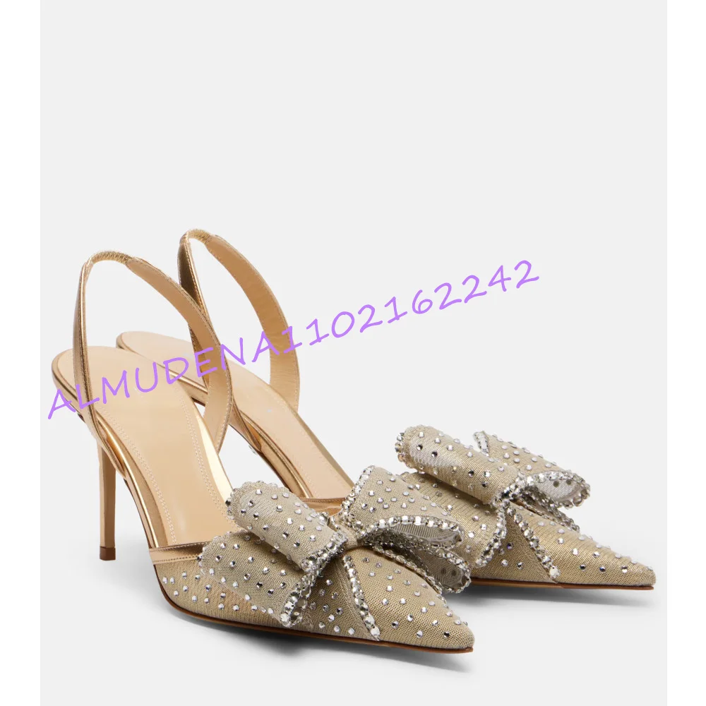 Women Champagne Mesh Rhineston - Slingback Heel Formal ulasan dan harga