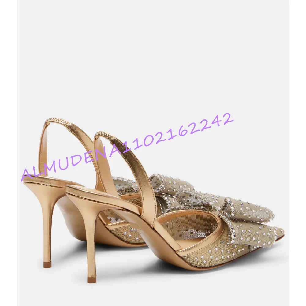 Women Champagne Mesh Rhineston - Slingback Heel Formal ulasan dan harga