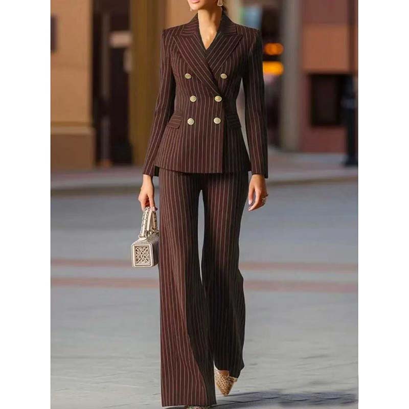 Autumn Pant Suit Women Striped - Women Formal Wear With Blazer ulasan dan harga