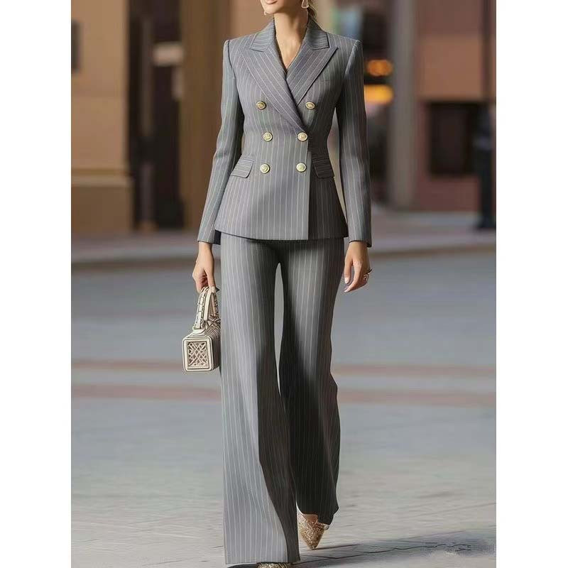 Autumn Pant Suit Women Striped - Women Formal Wear With Blazer ulasan dan harga