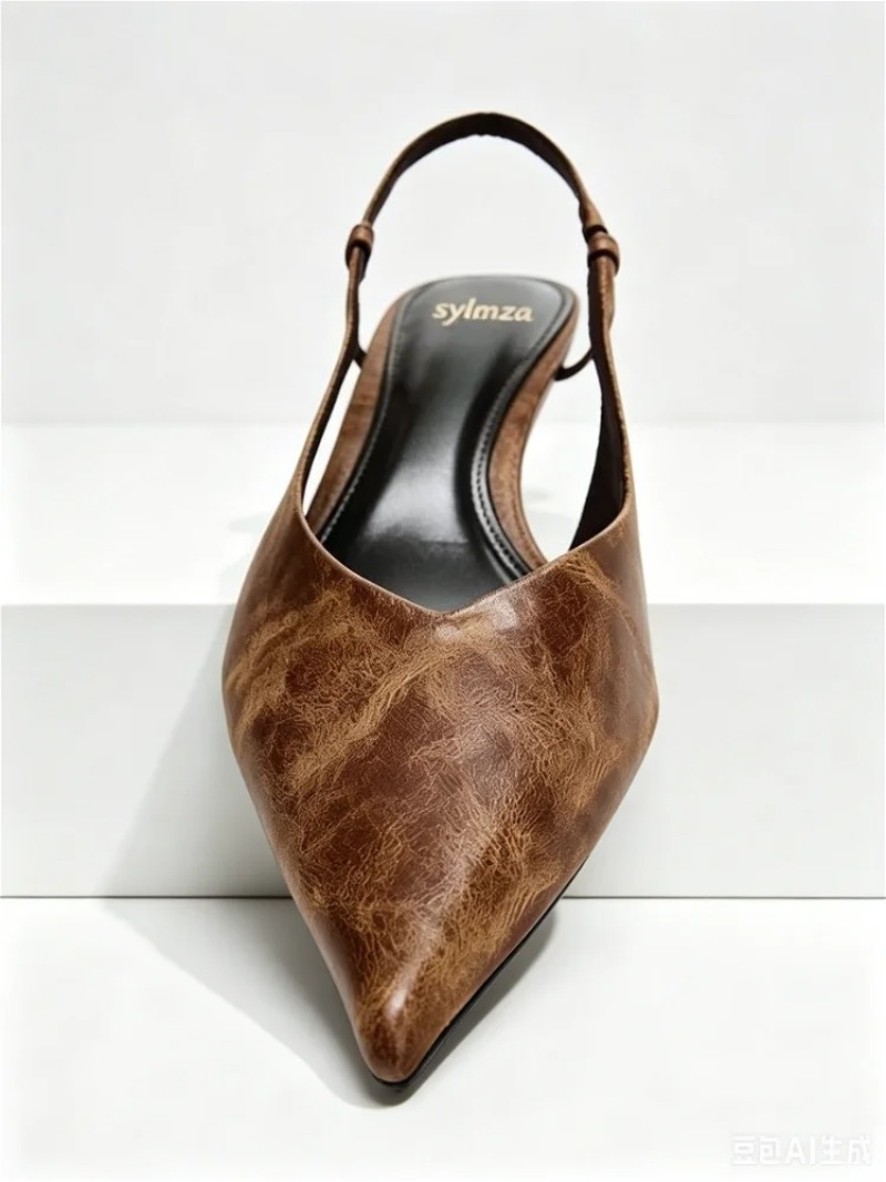 Retro Brown Kitten Heel Design - Slingback Heel Formal ulasan dan harga