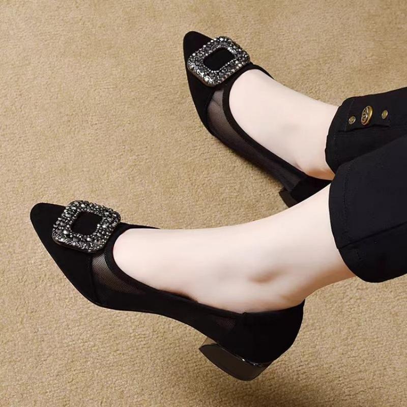 Elegant Pointed Toe Mesh Block - Women'S Work Fashion ulasan dan harga