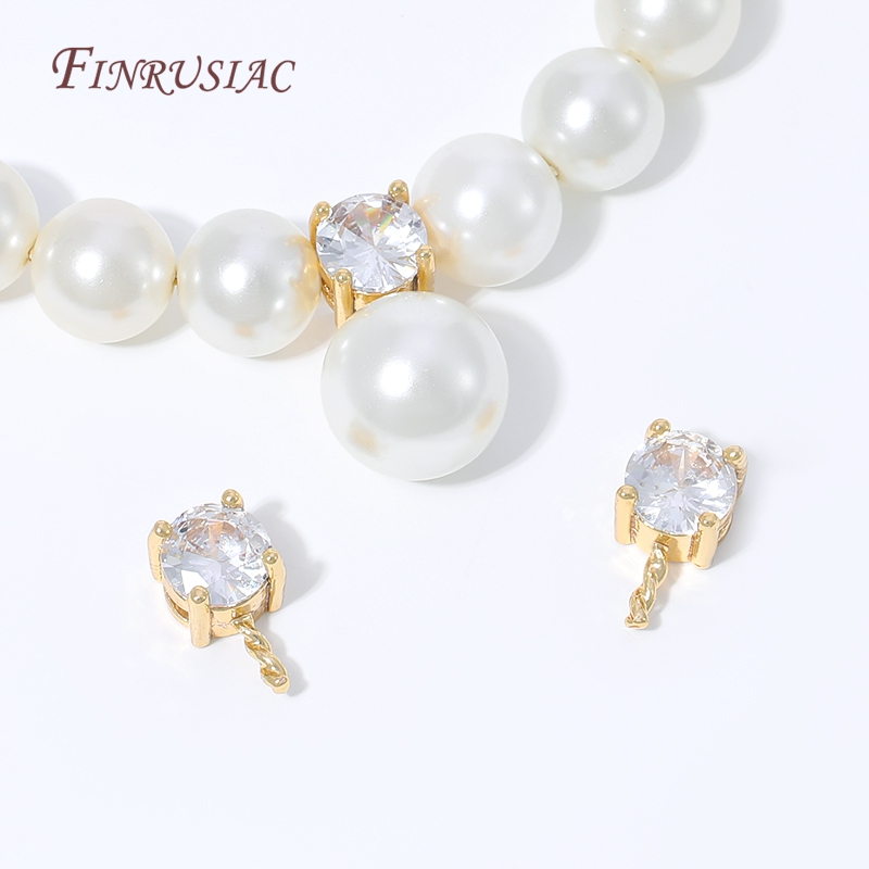 18K Gold Plated CZ Prong Set P - Pearl Necklace Set ulasan dan harga
